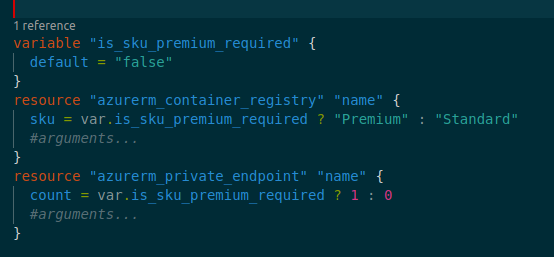 Deciding sku and private endpoint creation conditionally based on premium_required variable.