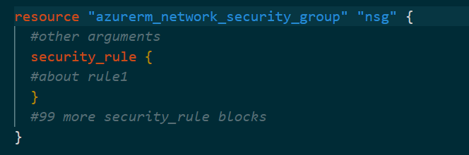 Security_rules in an nsg with out using dynamic blocks