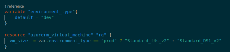 deciding vm size conditionally based on environment type